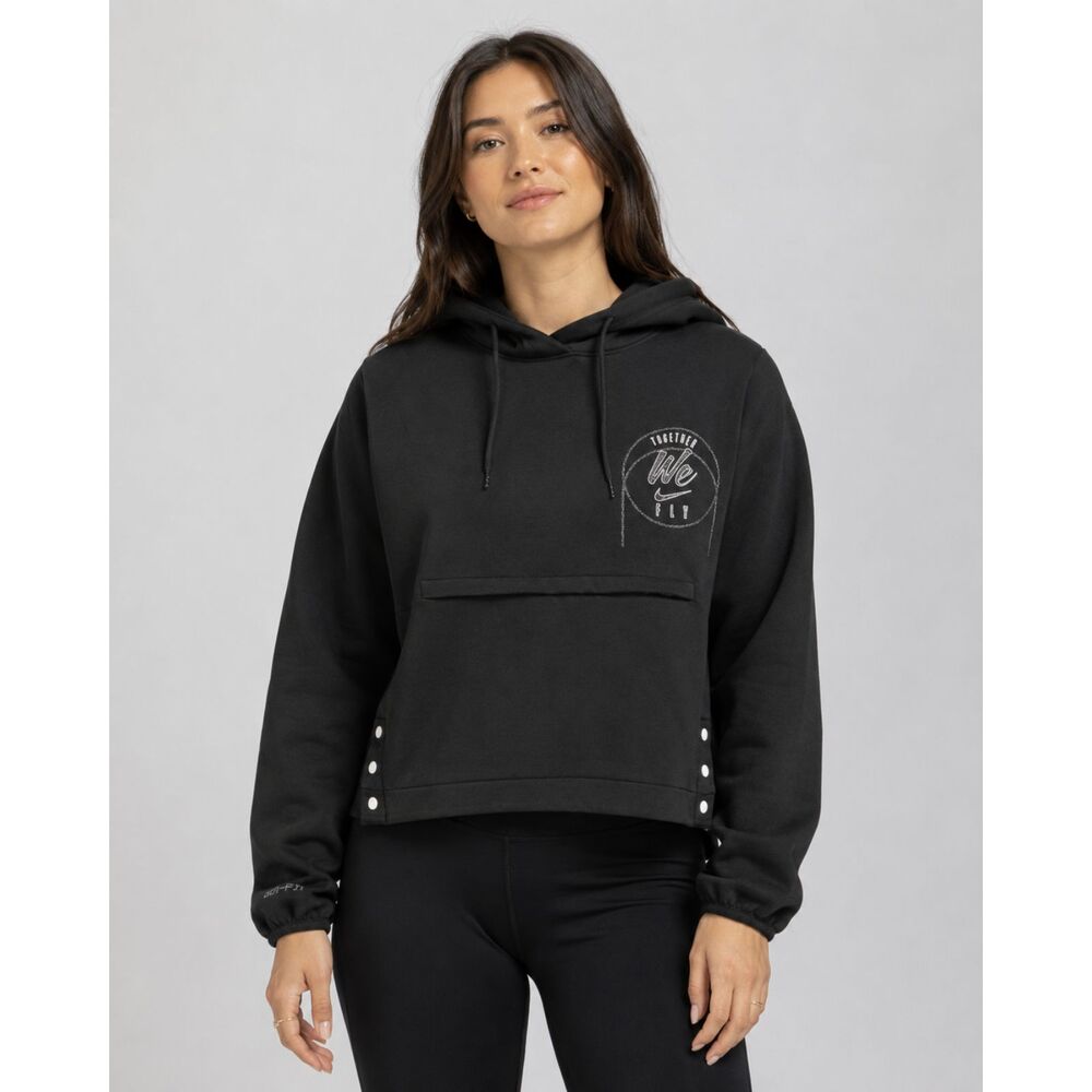 Nike Dri-FIT Women’s Cropped Hoodie Medium Black Together We Fly Snap Side